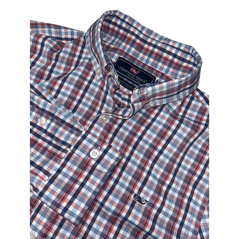 Vineyard Vines Whale Shirt Blue Red Plaid Slim Fit Men’s XS